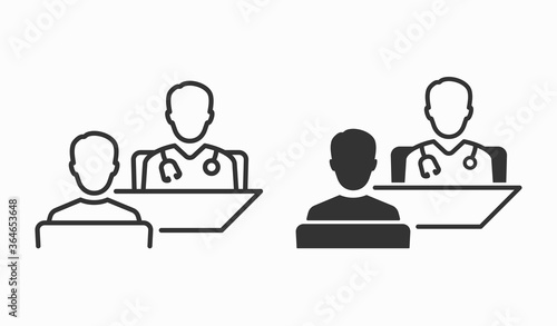 Doctor and patient icon. Vector illustration.