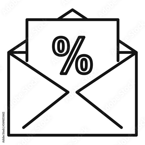 Mail percent tax icon. Outline mail percent tax vector icon for web design isolated on white background