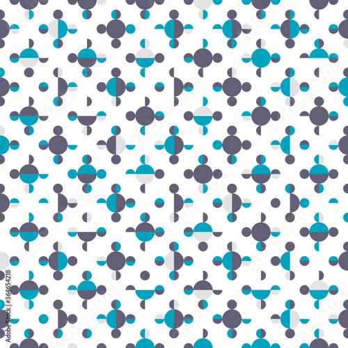 Polka-Dot seamless vector pattern. Stylish semi-regular vibrant geometric pattern with tiled big and small circles and semicircles. Great for fashion, interior design, wallpapers. 