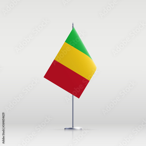 Mali flag state symbol isolated on background national banner. Greeting card National Independence Day of the Republic of Mali. Illustration banner with realistic state flag.