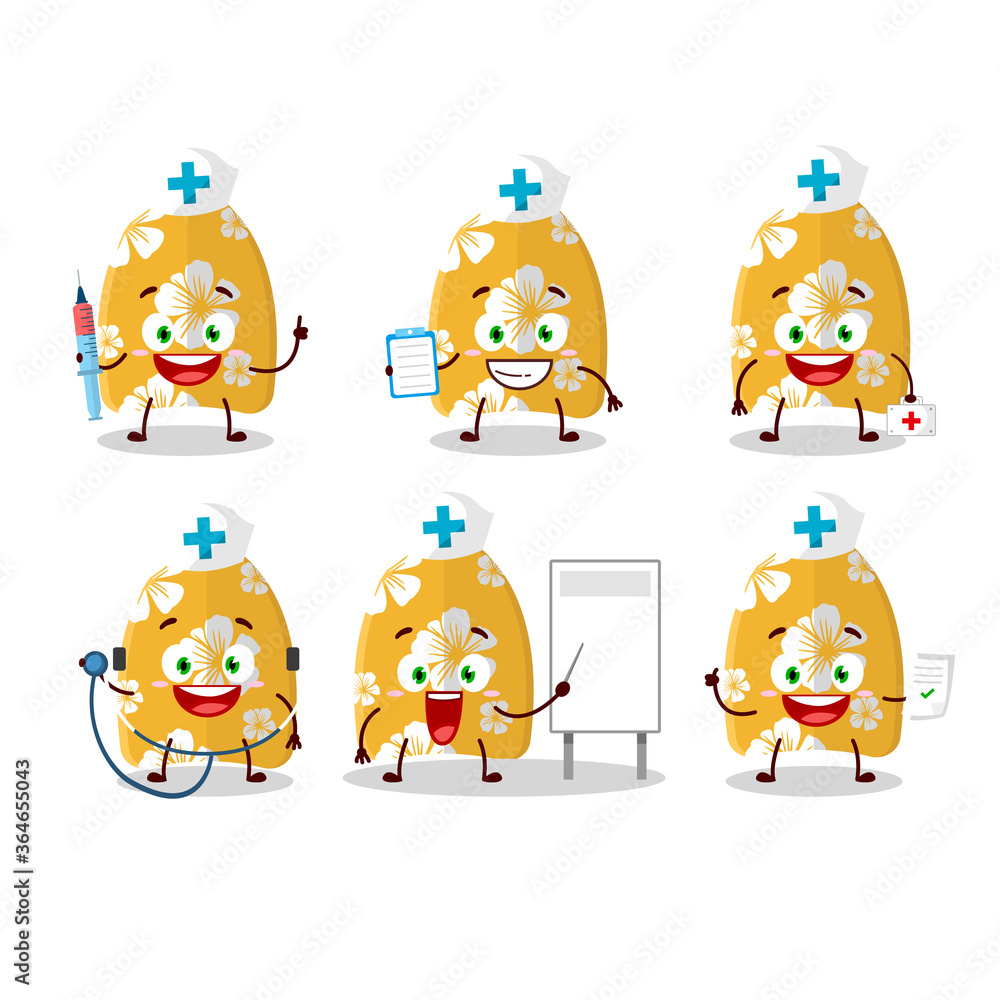 Doctor profession emoticon with surfing board cartoon character