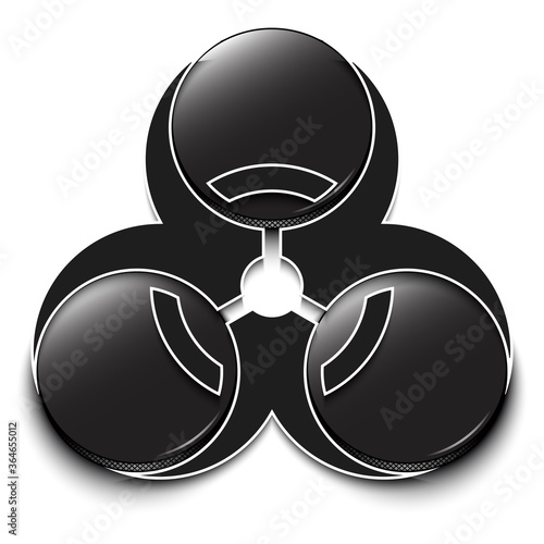 Biohazard symbol with hockey puck. Caution biological danger toxic sign. Soccer quarantined. Cancellation of sports tournaments. Vector illustration