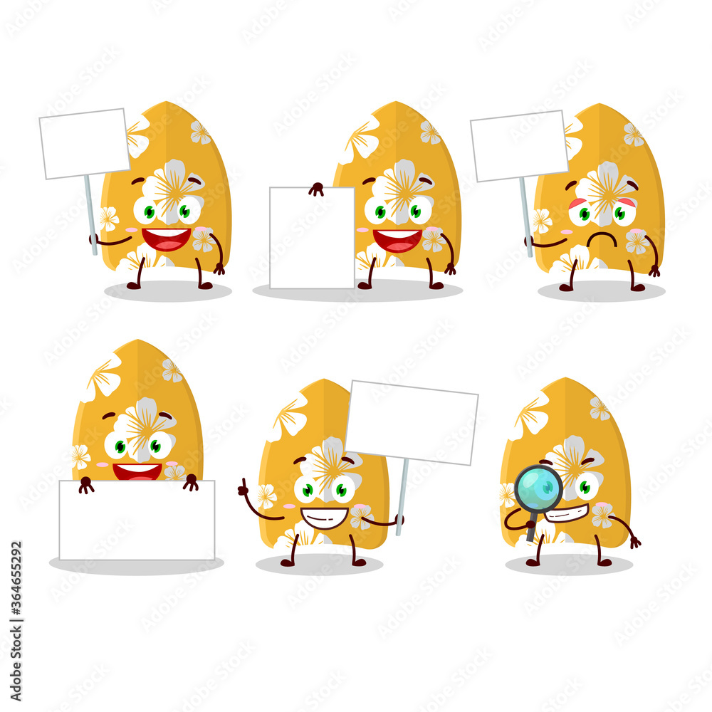 Surfing board cartoon character bring information board Surfing board cartoon character bring information board