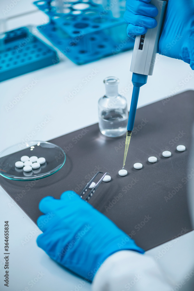 Fototapeta premium Psychedelic Drug LSD Therapy Research, Scientist Preparing Small Doses of LSD in Laboratory