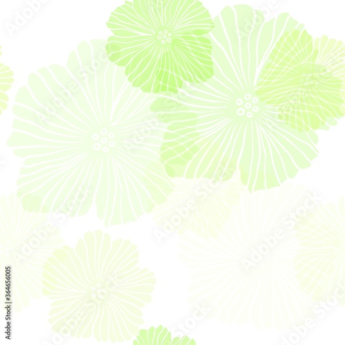 Light Green, Yellow vector seamless doodle backdrop with flowers. Glitter abstract illustration with flowers. Design for textile, fabric, wallpapers.
