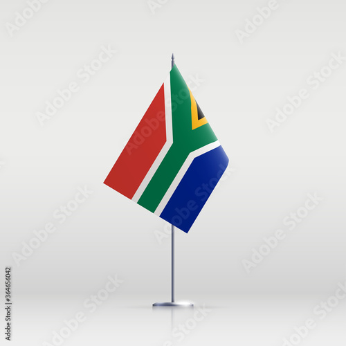 South Africa flag state symbol isolated on background national banner. Greeting card National Independence Day of the Republic of South Africa. Illustration banner with realistic state flag of RSA.