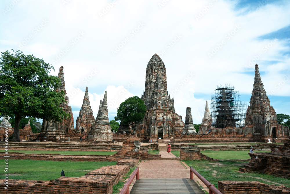 The old temple (Wat Chai Wattanaram). A Historical park in Phra Nakhon Si Ayutthaya Province.