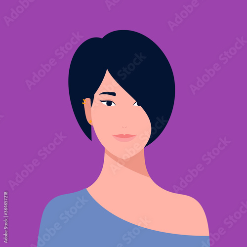 Portrait of a woman. The head of a girl. Avatar Minimalist. Flat Vector illustration