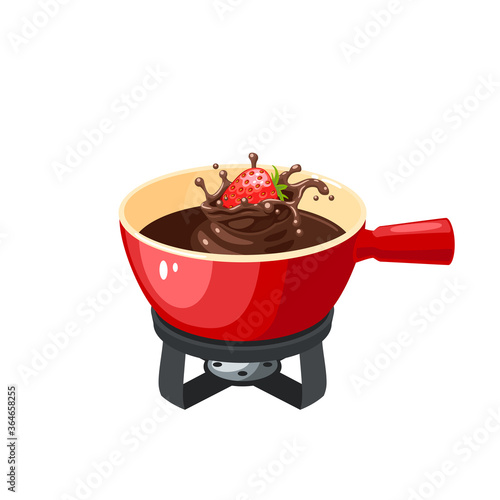 Chocolate fondue. Vector illustration cartoon icon isolated on white background.