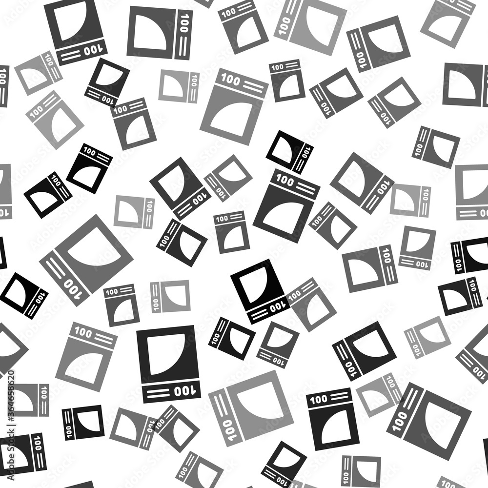 Black Coffee paper filter icon isolated seamless pattern on white background. Vector Illustration.