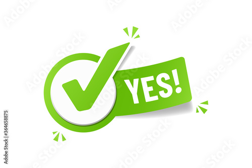 Yes Checkbox Sticker - Green Vector Illustration - Isolated On White Background