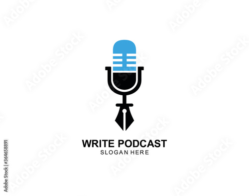 podcast pen logo icon symbol designs