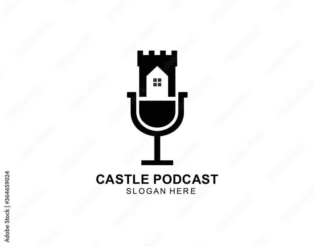 podcast and castle logo icon symbol designs podcast and castle logo icon symbol designs