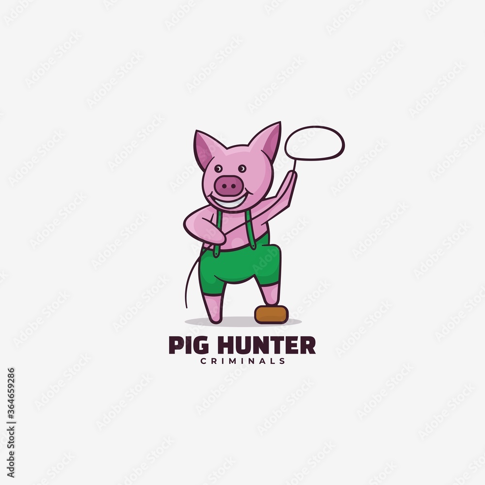 Vector Logo Illustration Pig Hunter Simple Mascot Style. Vector Logo Illustration Pig Hunter Simple Mascot Style.