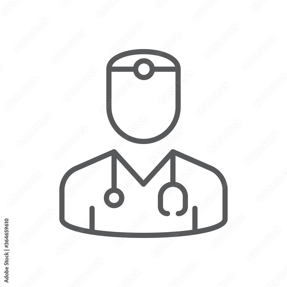 Doctor with stethoscope vector icon symbol isolated on white background