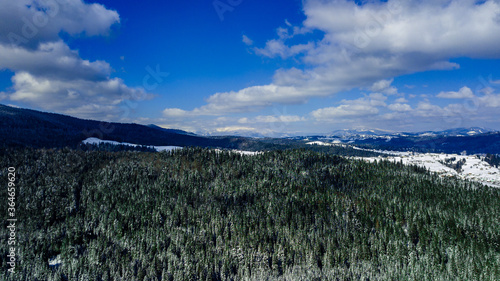 Carpathian mountains winter Snow aerial photography.