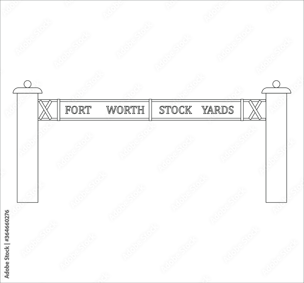 Fort Worth Stockyards sign in Fort Worth city in USA. illustration for web and mobile design.
