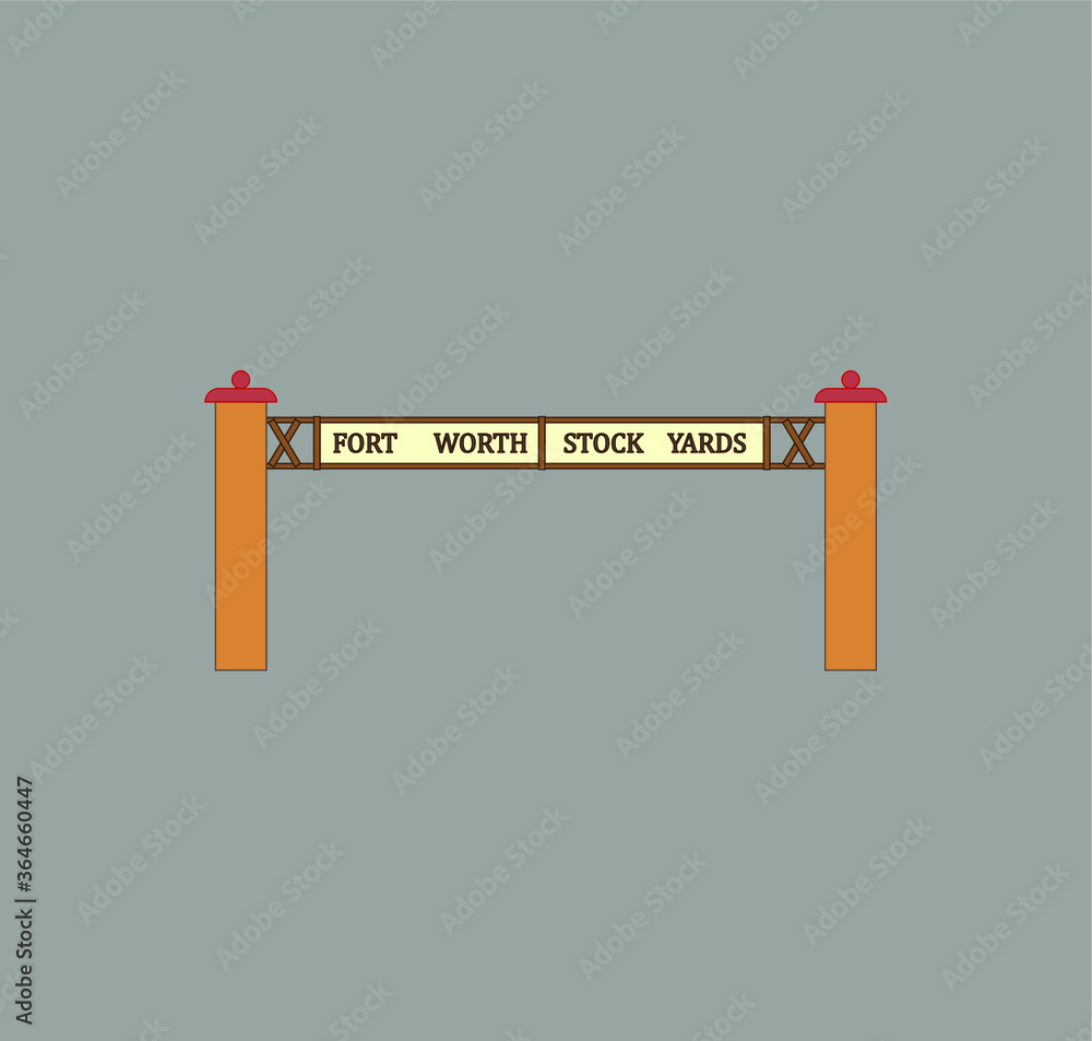 Fort Worth Stockyards sign in Fort Worth city in USA. illustration for web and mobile design.