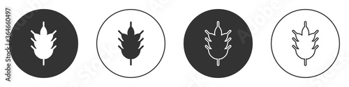 Black Hop icon isolated on white background. Circle button. Vector Illustration.