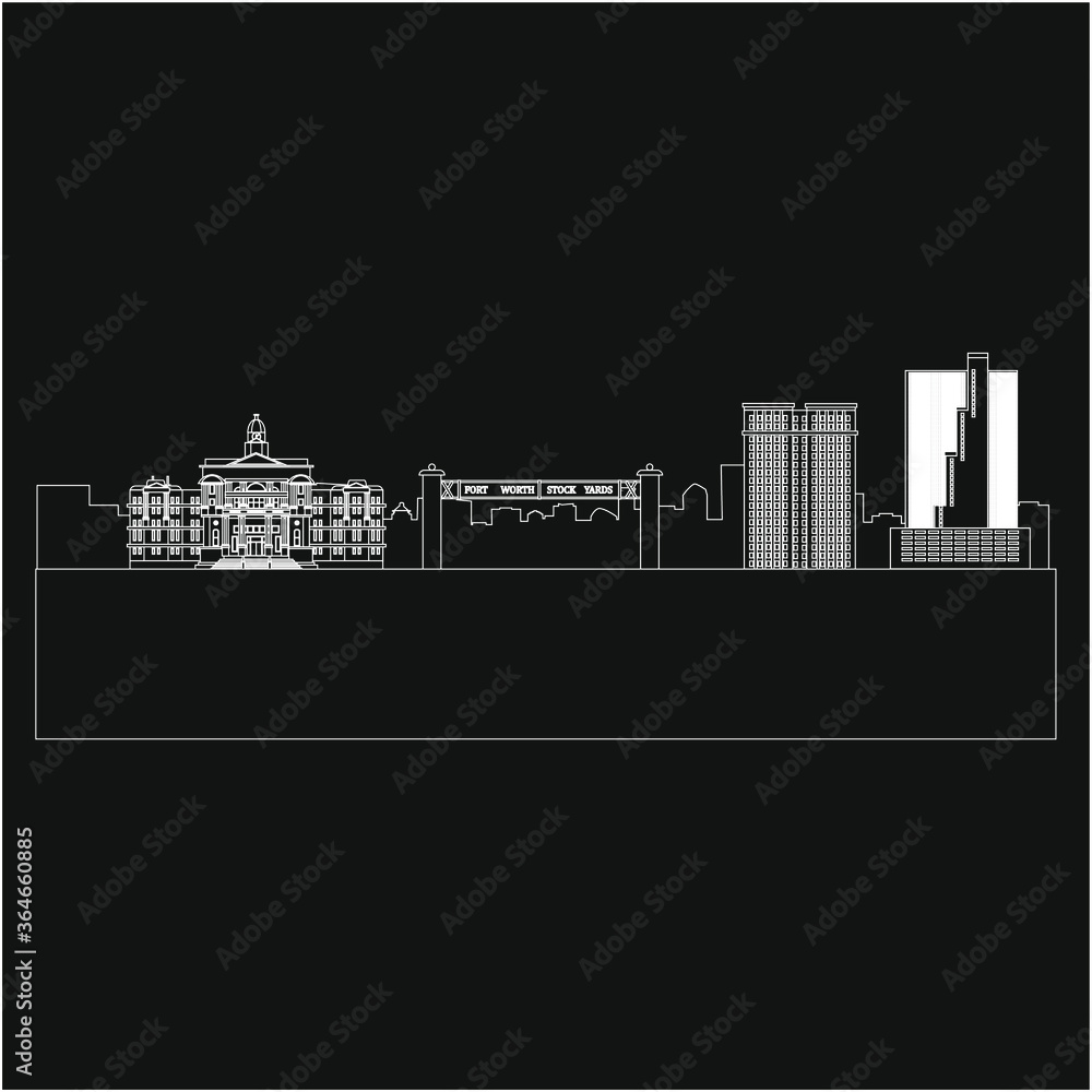 Fort Worth city skyline in United States