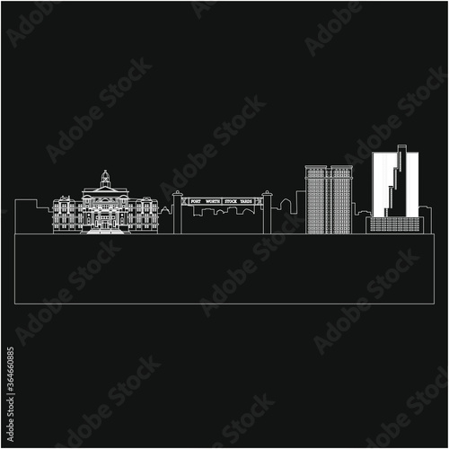 Fort Worth city skyline in United States