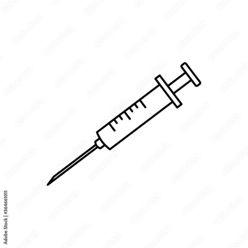 Syringe injection line icon vector Syringe injection line icon vector