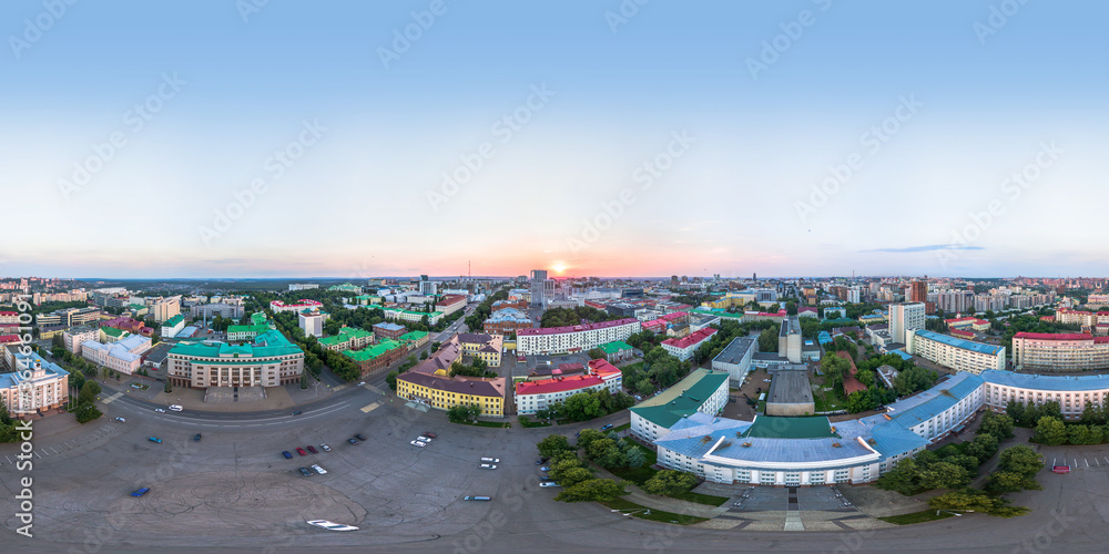 Sunny summer evening. Clear sky environment map. Full VR 360 Degree Aerial Panorama 360 panorama in equirectangular equidistant projection for VR AR content.