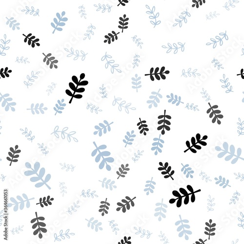 Light BLUE vector seamless natural pattern with leaves, branches. Illustration with doodles on abstract template. Pattern for trendy fabric, wallpapers. © smaria2015