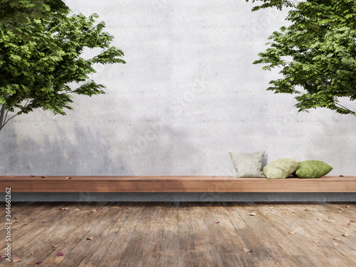Fotografia Minimal loft style outdoor terrace 3d render,There are wooden floors, empty conc