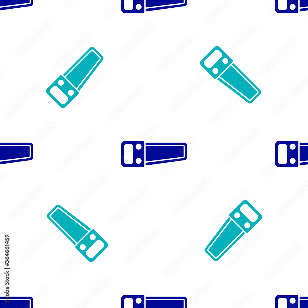Blue Hand saw icon isolated seamless pattern on white background. Vector Illustration. Blue Hand saw icon isolated seamless pattern on white background. Vector Illustration.