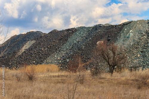 Obraz na plátně View of slag heaps of iron ore quarry. Mining industry