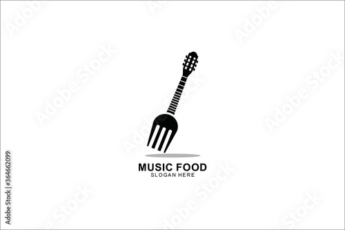 guitar and fork logo template design. symbol illustration.