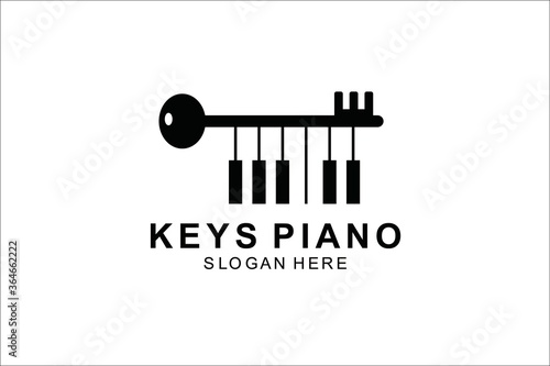 keys, lock and piano logo template design. symbol illustration.