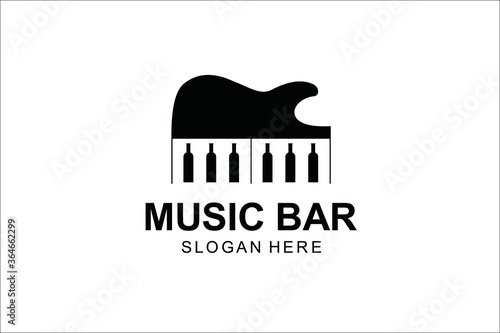 guitar and piano logo template design. symbol illustration.
