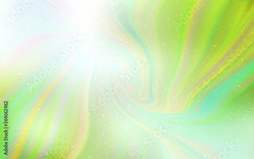 Light Green, Yellow vector background with galaxy stars. Shining colored illustration with bright astronomical stars. Template for cosmic backgrounds.