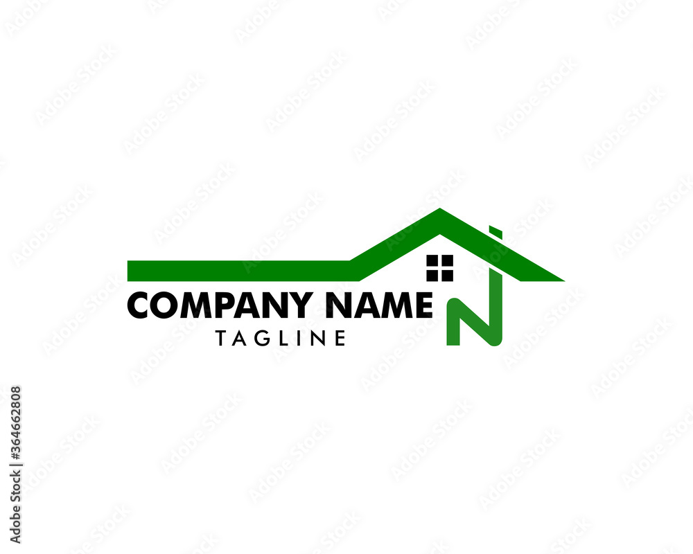 Initial Letter N Roof House Logo Design Template Initial Letter N Roof House Logo Design Template
