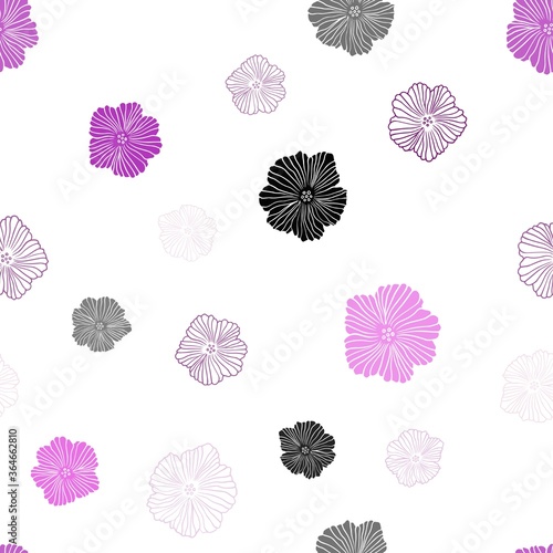 Light Purple, Pink vector seamless natural artwork with flowers. Shining colored illustration with flowers. Texture for window blinds, curtains.