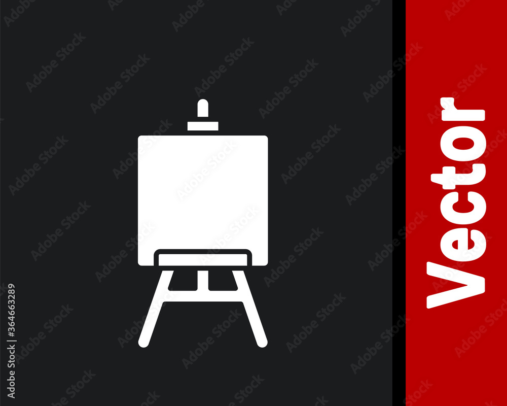 White Wood easel or painting art boards icon isolated on black background. Vector Illustration. White Wood easel or painting art boards icon isolated on black background. Vector Illustration.