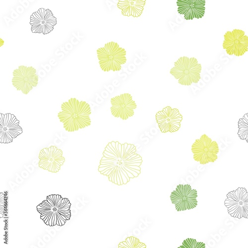 Light Green, Yellow vector seamless doodle layout with flowers. Brand new colored illustration with flowers. Texture for window blinds, curtains.