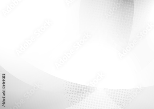 Abstract white and gray circles overlapping and lighting background with halftone