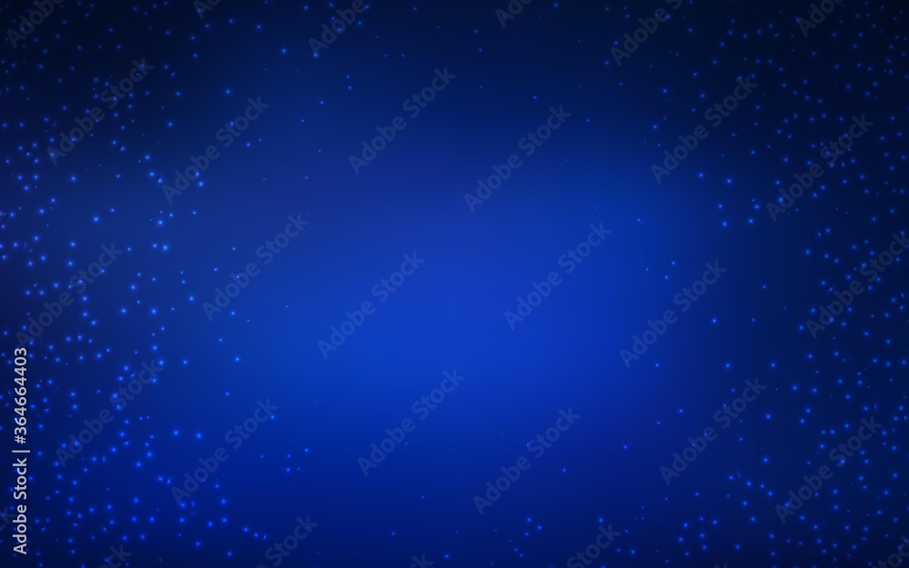 Dark BLUE vector layout with cosmic stars. Blurred decorative design in simple style with galaxy stars. Template for cosmic backgrounds.