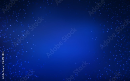 Dark BLUE vector layout with cosmic stars. Blurred decorative design in simple style with galaxy stars. Template for cosmic backgrounds.