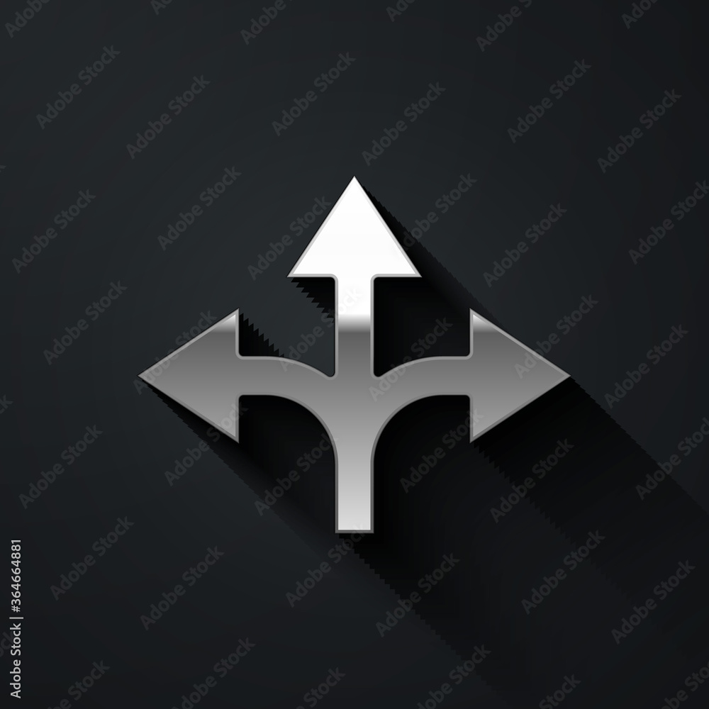 Silver Road traffic sign. Signpost icon isolated on black background. Pointer symbol. Isolated street information sign. Direction sign. Long shadow style. Vector Illustration. Silver Road traffic sign. Signpost icon isolated on black background. Pointer symbol. Isolated street information sign. Direction sign. Long shadow style. Vector Illustration.