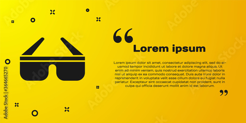 Black 3D cinema glasses icon isolated on yellow background. Vector Illustration.