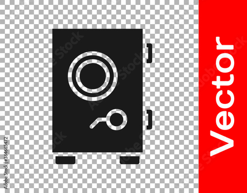 Black Safe icon isolated on transparent background. The door safe a bank vault with a combination lock. Reliable Data Protection. Vector Illustration.