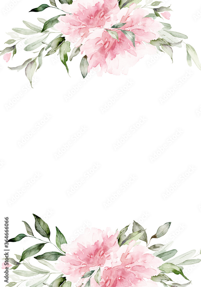 Naklejka premium Greeting card with watercolor flowers handmade.