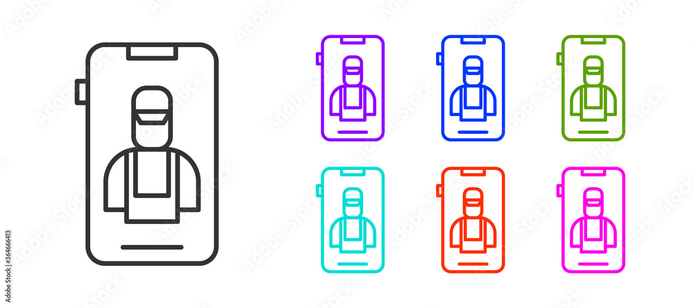 Black line Online car services icon isolated on white background. Car service and repair parts. Set icons colorful. Vector Illustration. Black line Online car services icon isolated on white background. Car service and repair parts. Set icons colorful. Vector Illustration.