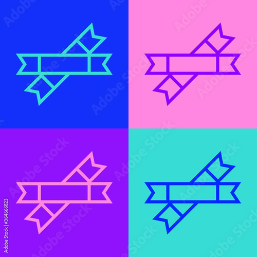 Pop art line Sugar stick packets icon isolated on color background. Blank individual package for bulk food products as coffee, salt, spices. Vector Illustration.