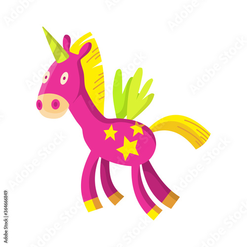 Children toy. Cute funny toy for little kid. Vector unicorn
