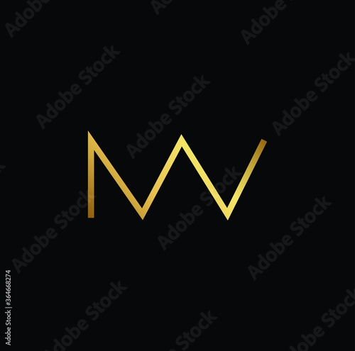 Minimal elegant monogram art logo. Outstanding professional trendy awesome artistic NM MN initial based Alphabet icon logo. Premium Business logo gold color on black background